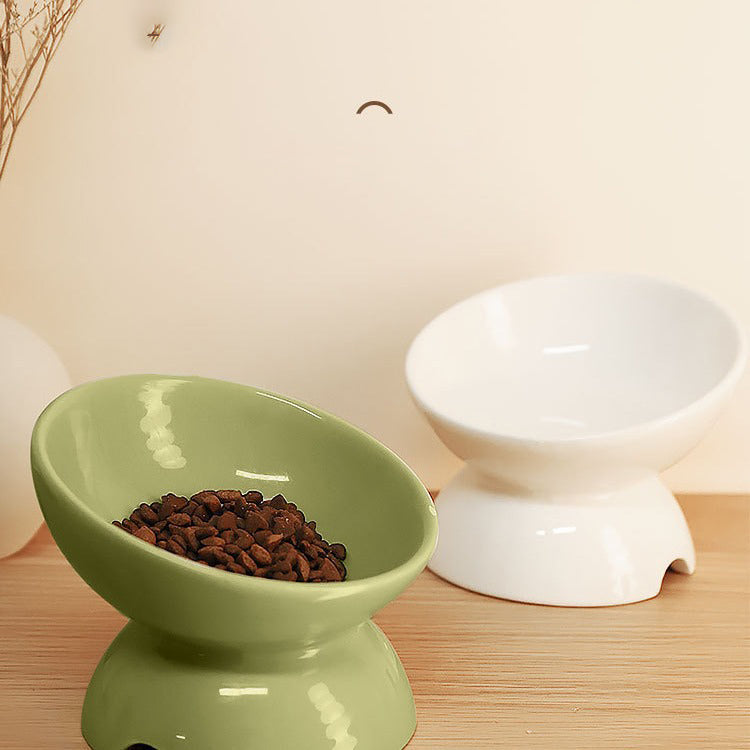 Pet Ceramic Angled Feeding Bowl For Neck Comfort