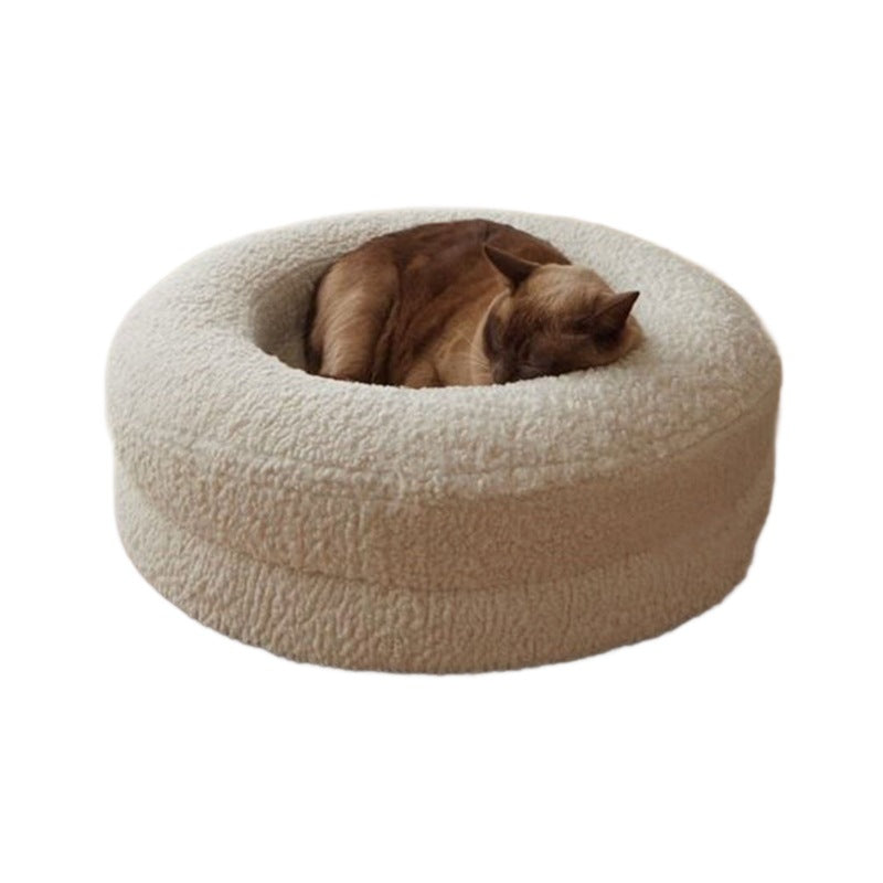 Pet Solid Color Round Leisure Bed Cozy Sleeping Nest