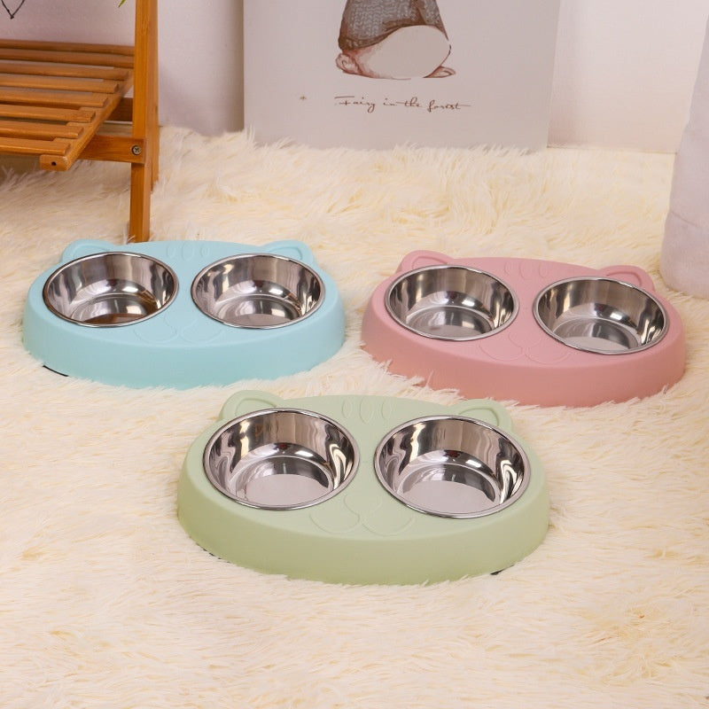 Pet Food And Water Feeding Basin Bowl System