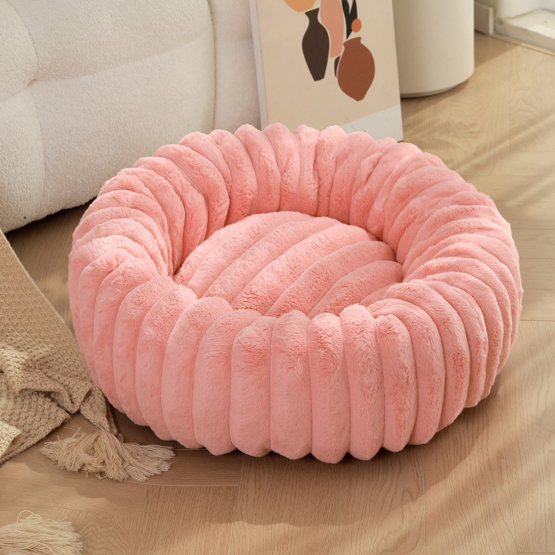 Pet Plush Round Winter Nest Warm Soft Sleeping Bed