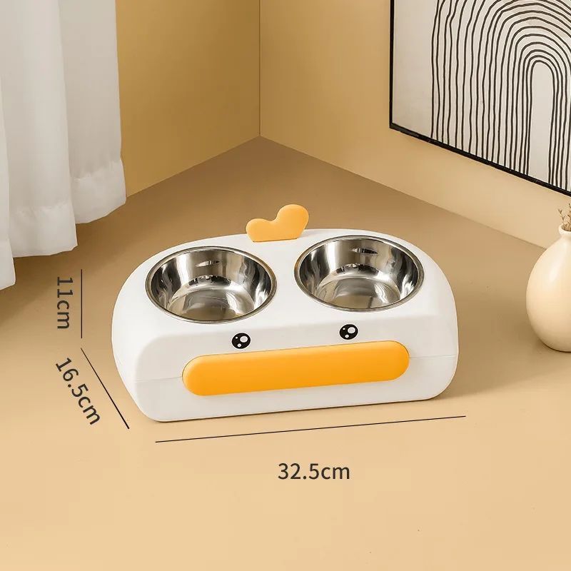 Pet Duck Design Double Bowl Feeding And Drinking Tray