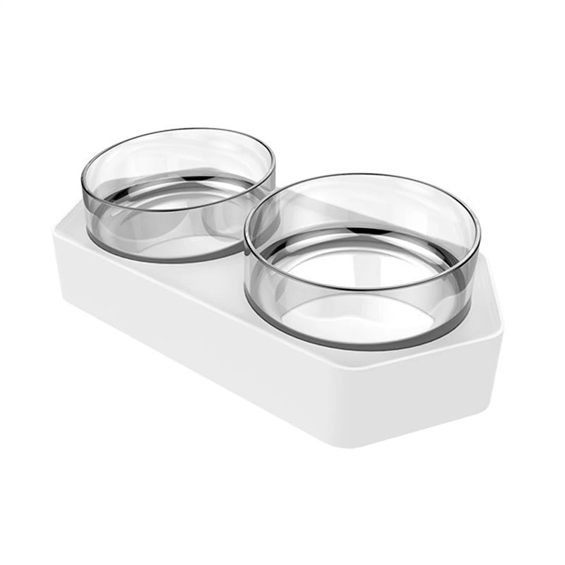 Pet Double Ceramic Feeding Bowl Elevated Cervical Spine Support Holder