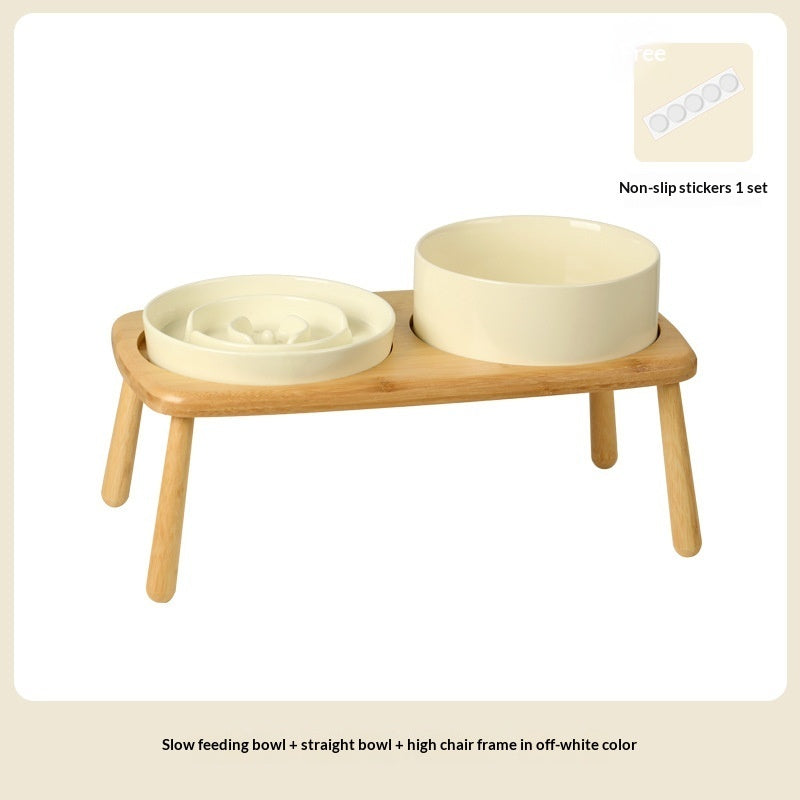 Pet Ceramic Slow Feeding Bowl Anti-Choking Tip-Proof Feeder