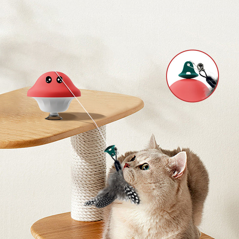 Pet Wand Toy With Suction Cup Retractable Teaser