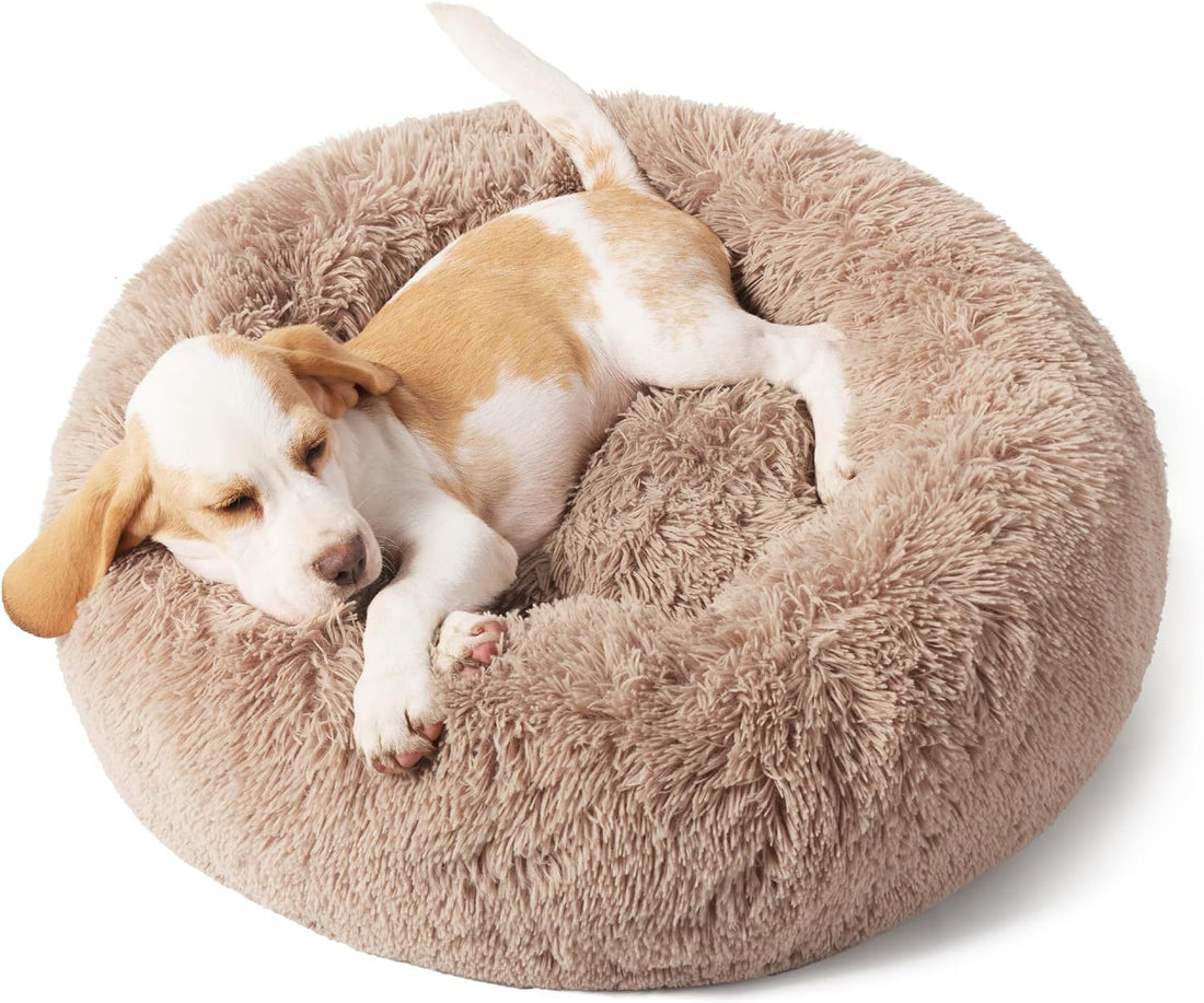 Pet Solid Color Non-Slip Round Plush Cozy Sleeping Bed