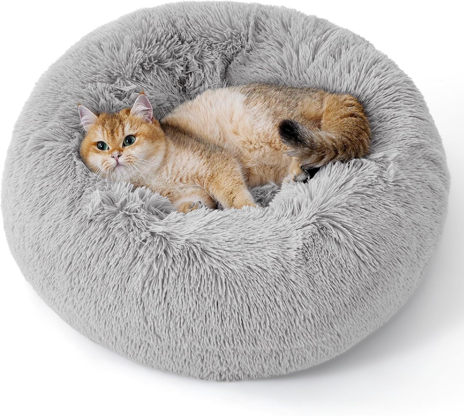 Pet Solid Color Non-Slip Round Plush Cozy Sleeping Bed
