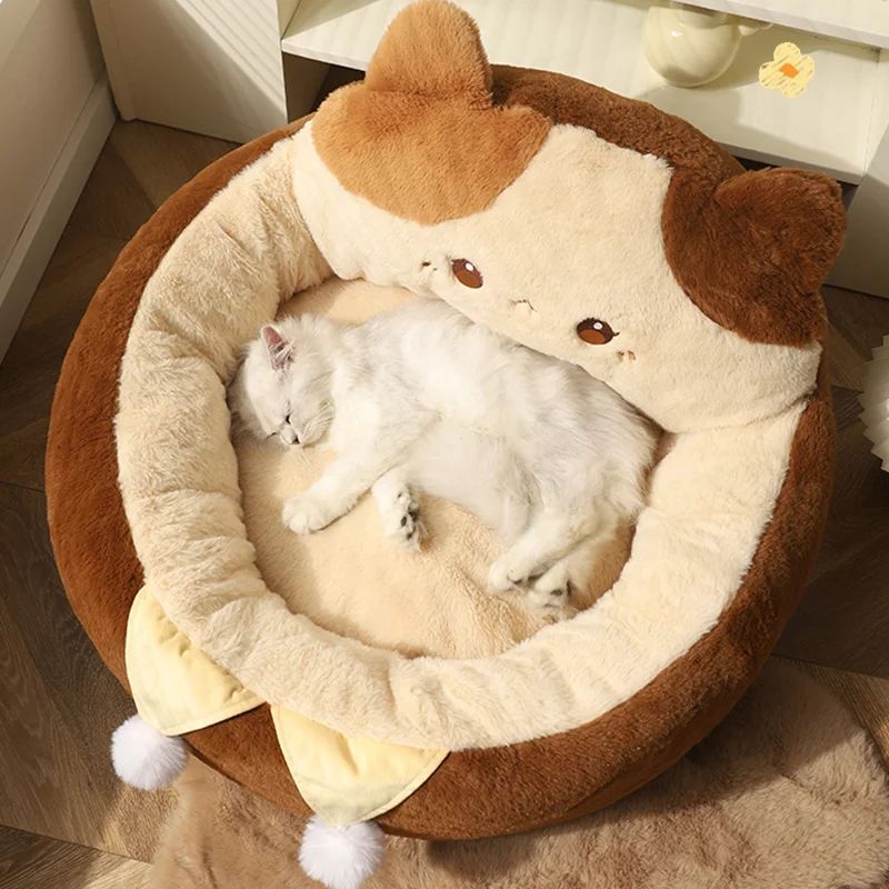 Pet Round Sofa Bed Warm Soft Cushion Deep Sleep Nest