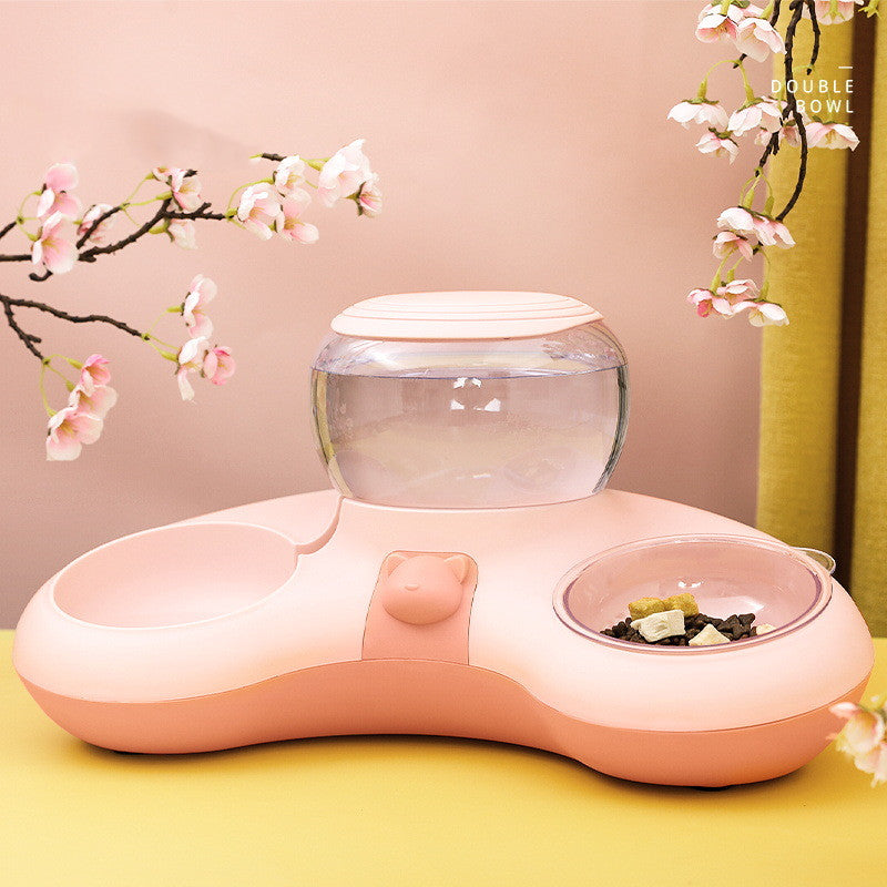 Pet Crescent Automatic Dual Feeding And Drinking Bowl System