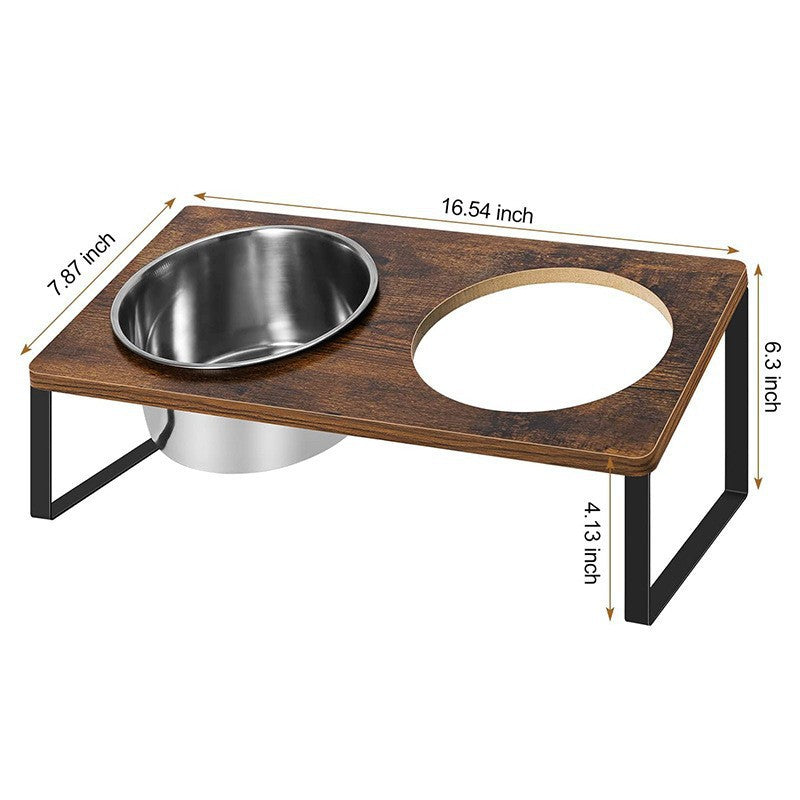 Pet Wooden Iron Feeding Rack Bowl Stand System