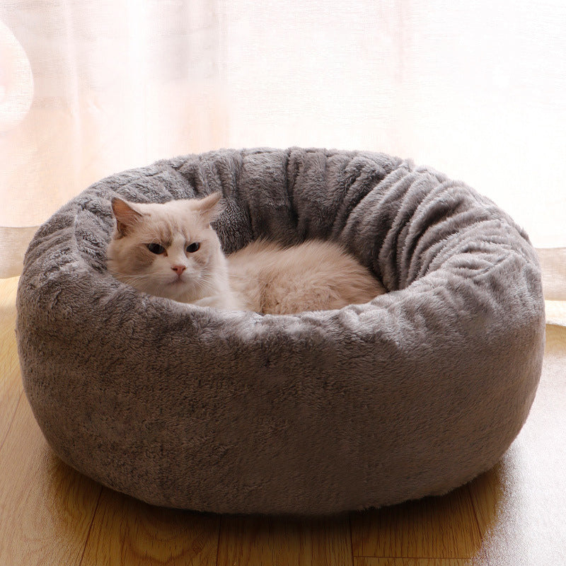 Pet Donut Round Plush Warm Cozy Sleeping Bed EU Warehouse
