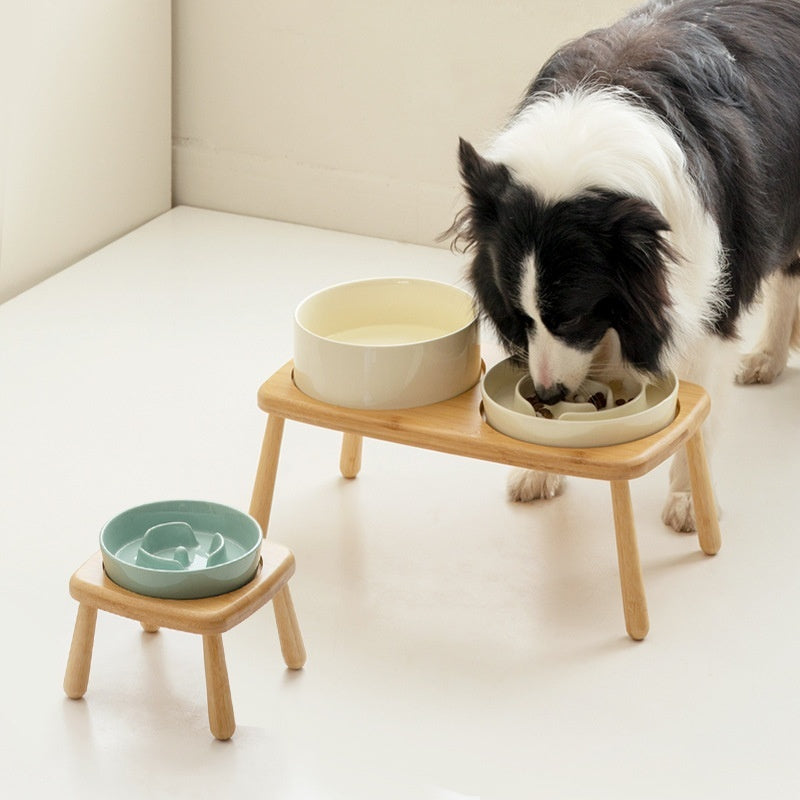 Pet Ceramic Slow Feeding Bowl Anti-Choking Tip-Proof Feeder
