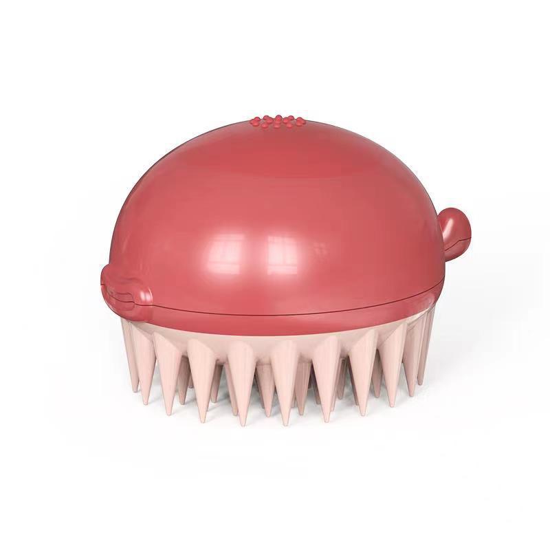 Pet Puffer Bath Brush Refillable Body Gel Dispenser Grooming Tool